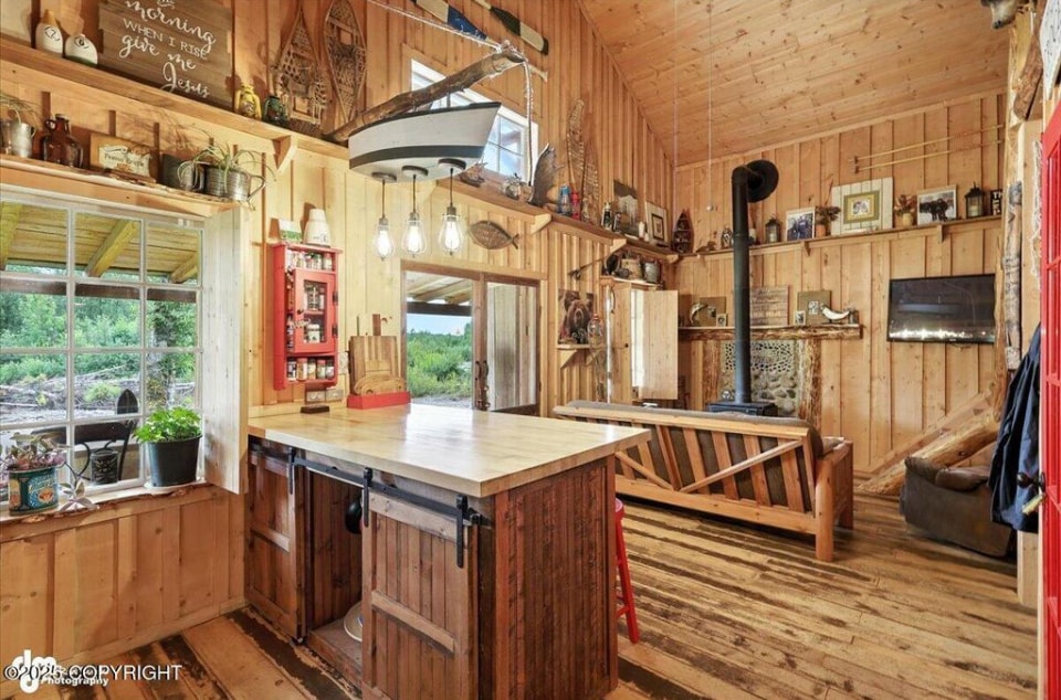 Warm cabin interior